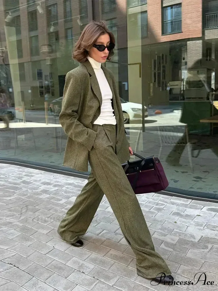 Collar Blazer Lengthy Sleeve Pants Office Two Piece Set - Image 4
