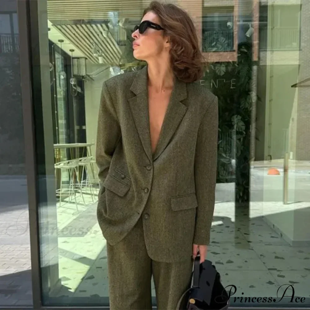 Collar Blazer Lengthy Sleeve Pants Office Two Piece Set - Image 5