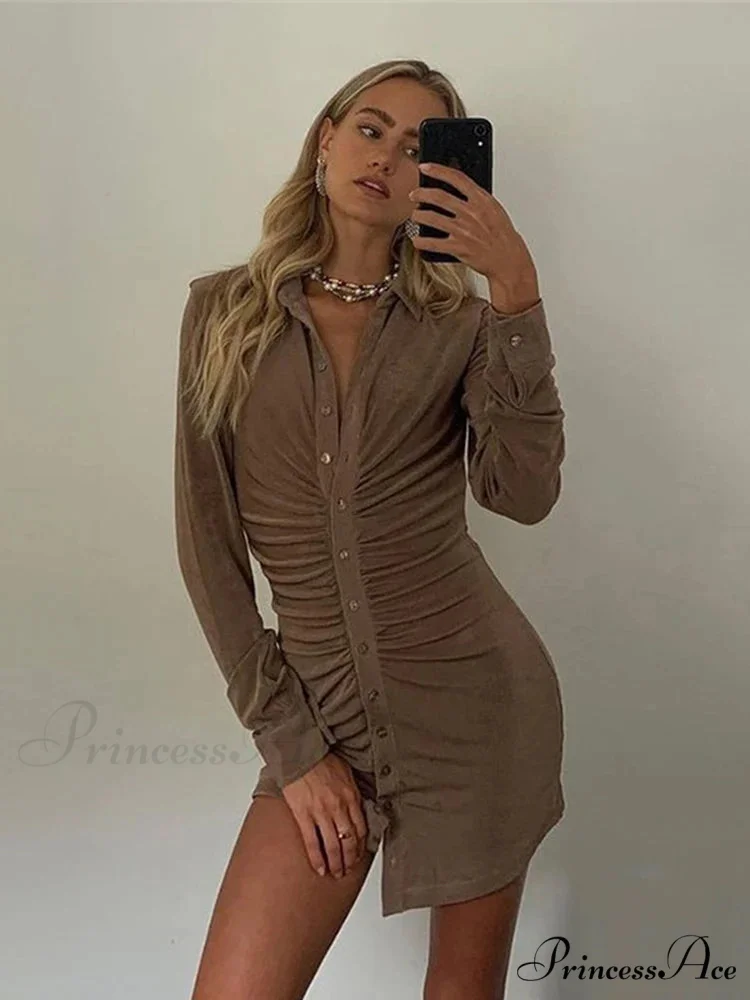 Collar Button Short Dress - Image 10