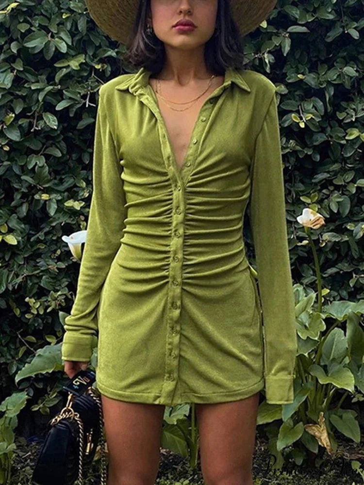 Collar Button Short Dress - Image 2