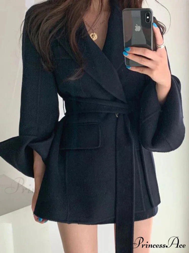 Collar Cinched Joined Pockets Overcoat - Image 4