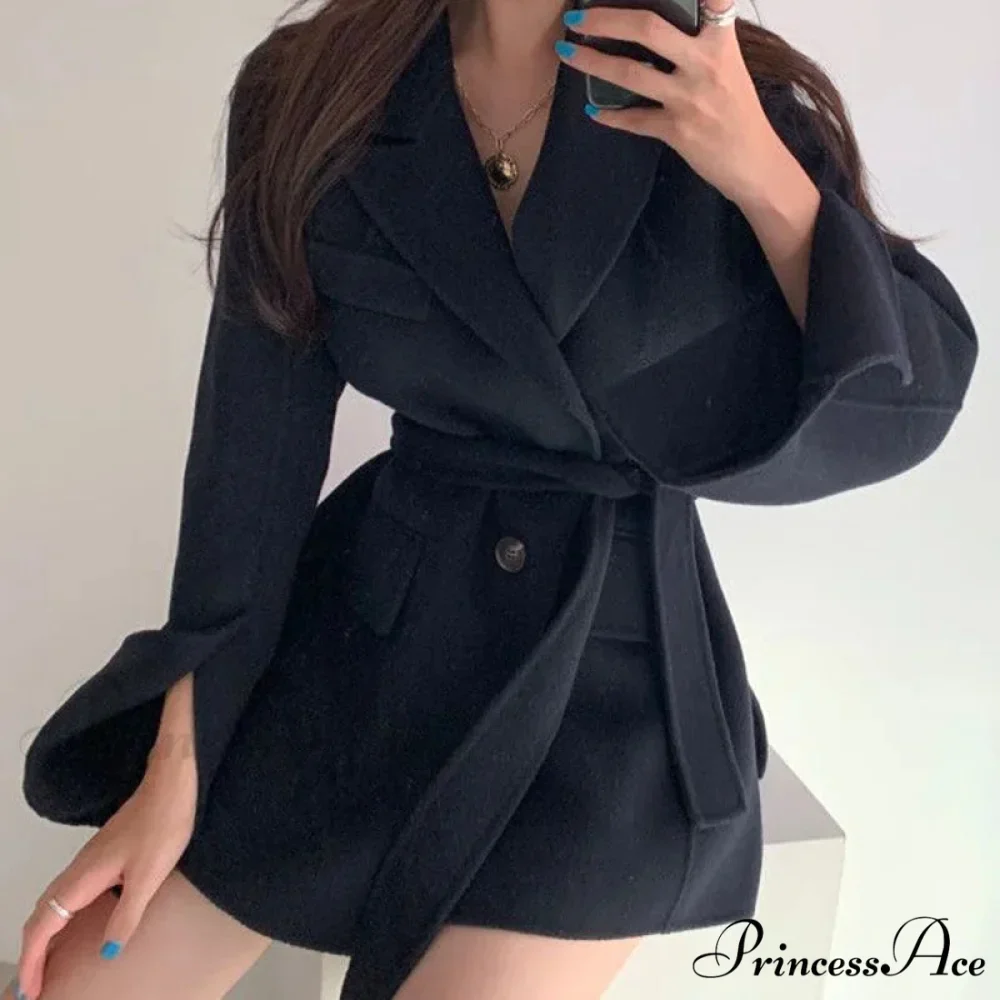 Collar Cinched Joined Pockets Overcoat - Image 5