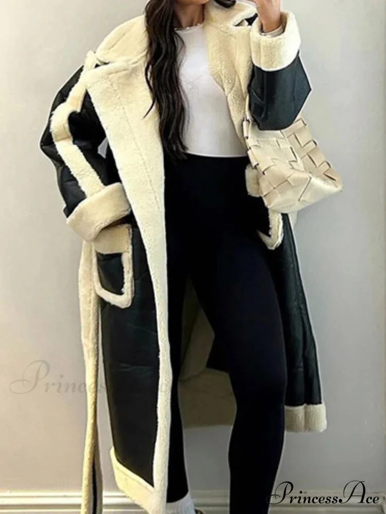 Collar Contrast Leather Baggy Jacket - Image 2