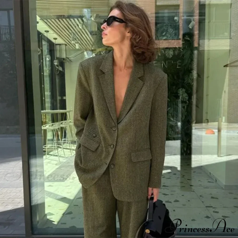 Collar Loose Pants Office Two Piece Set - Image 3
