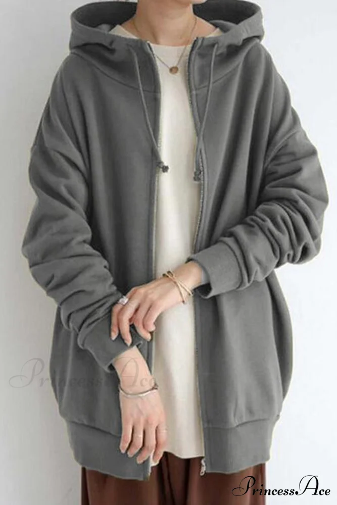 Color Hoodie Zipper Solid - Mid-length - Image 8