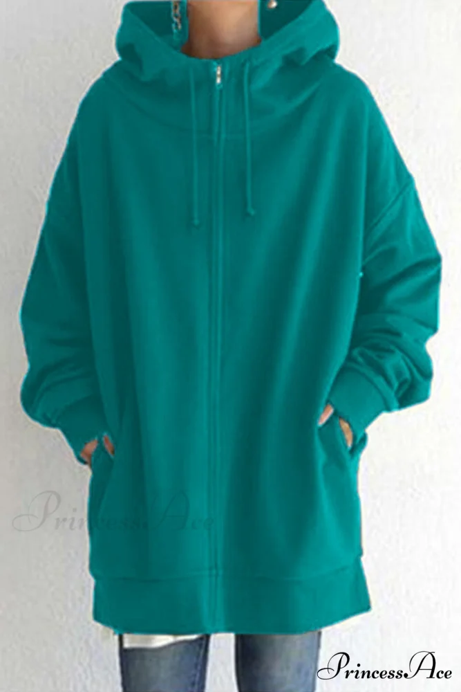Color Hoodie Zipper Solid - Mid-length - Image 9