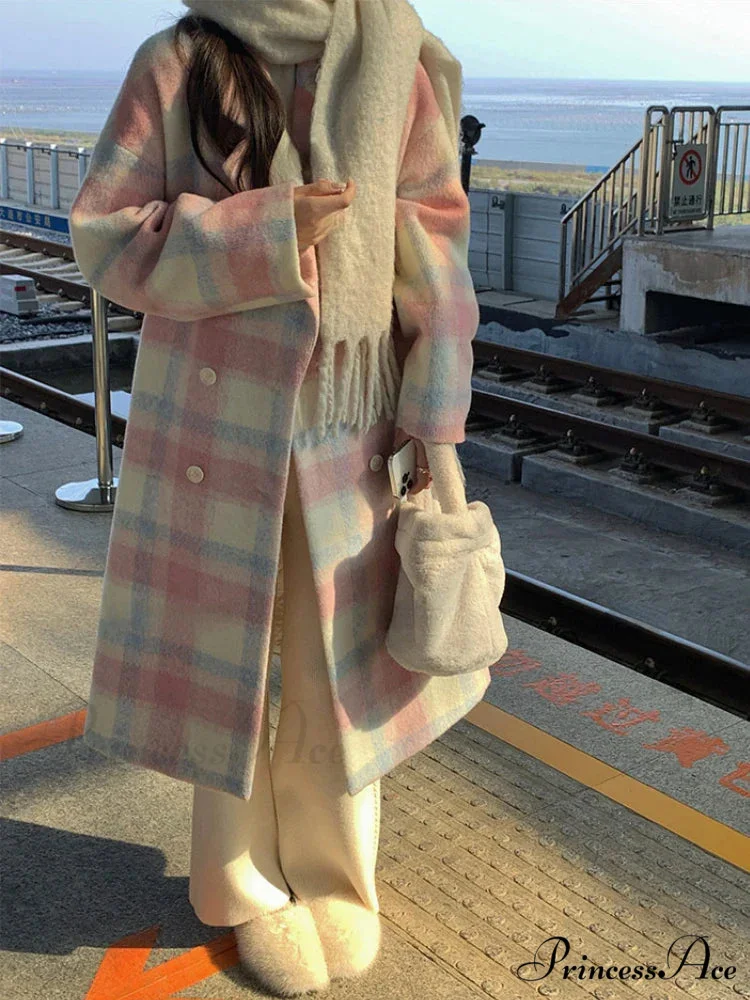 Colorful Checked Wool Office Overcoat - Image 2