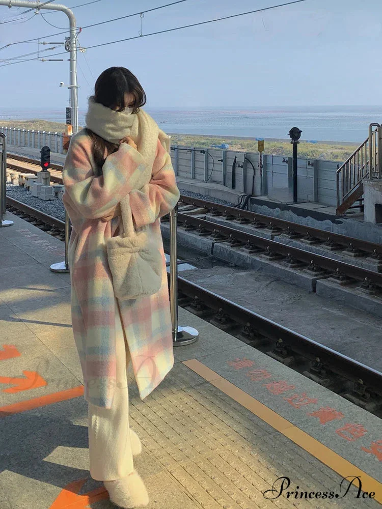 Colorful Checked Wool Office Overcoat - Image 5