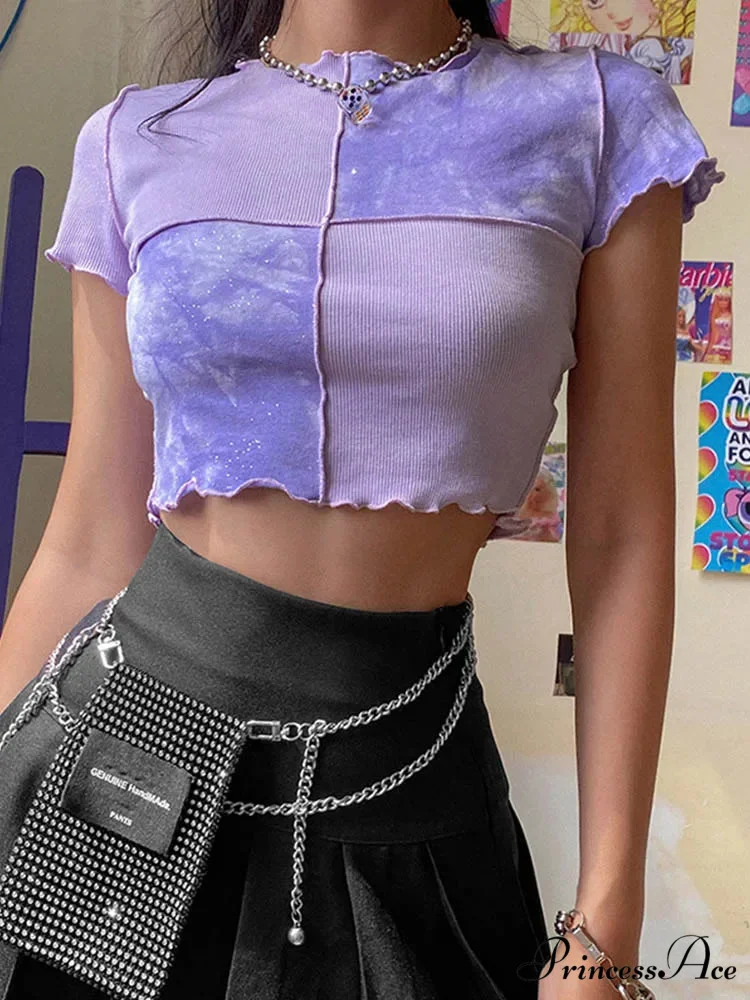 Colorful Sequin Patch Cropped Blouse