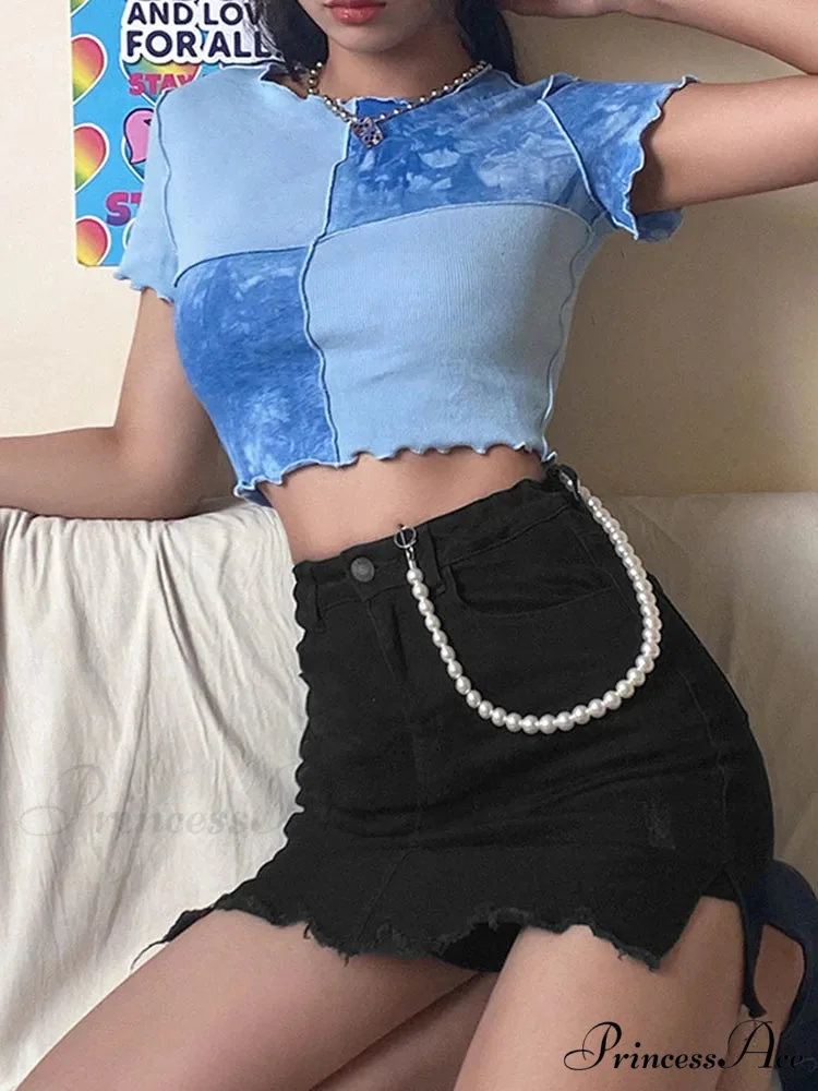 Colorful Sequin Patch Cropped Blouse - Image 5