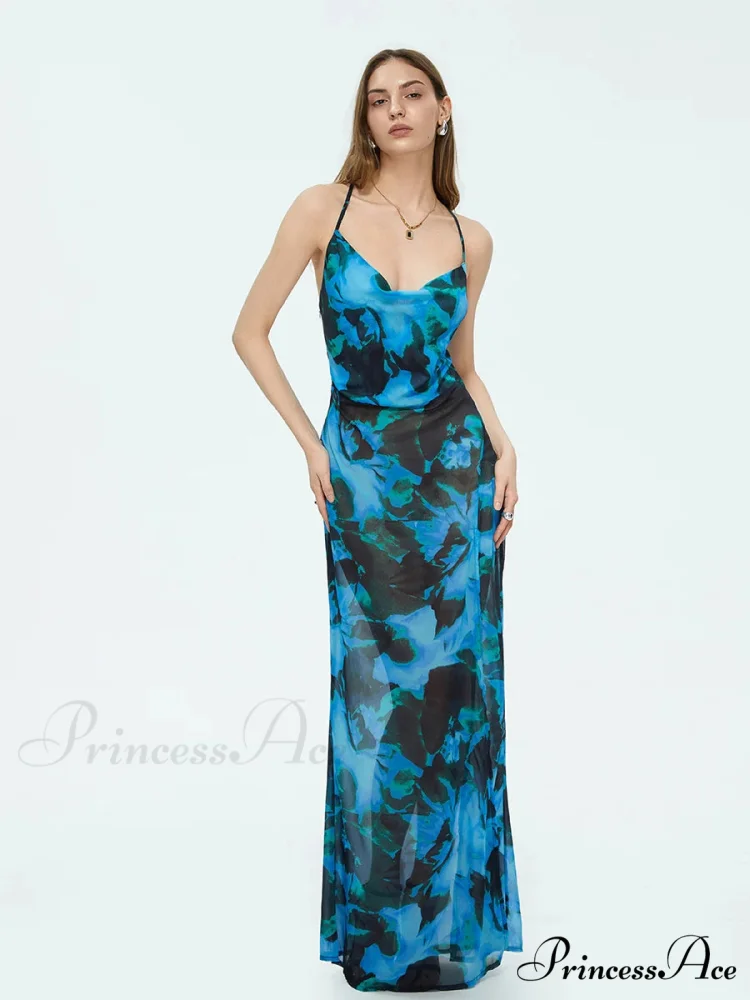 Colorful Suspender Open-Back Flower Dress - Image 3