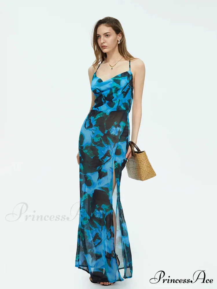Colorful Suspender Open-Back Flower Dress - Image 5