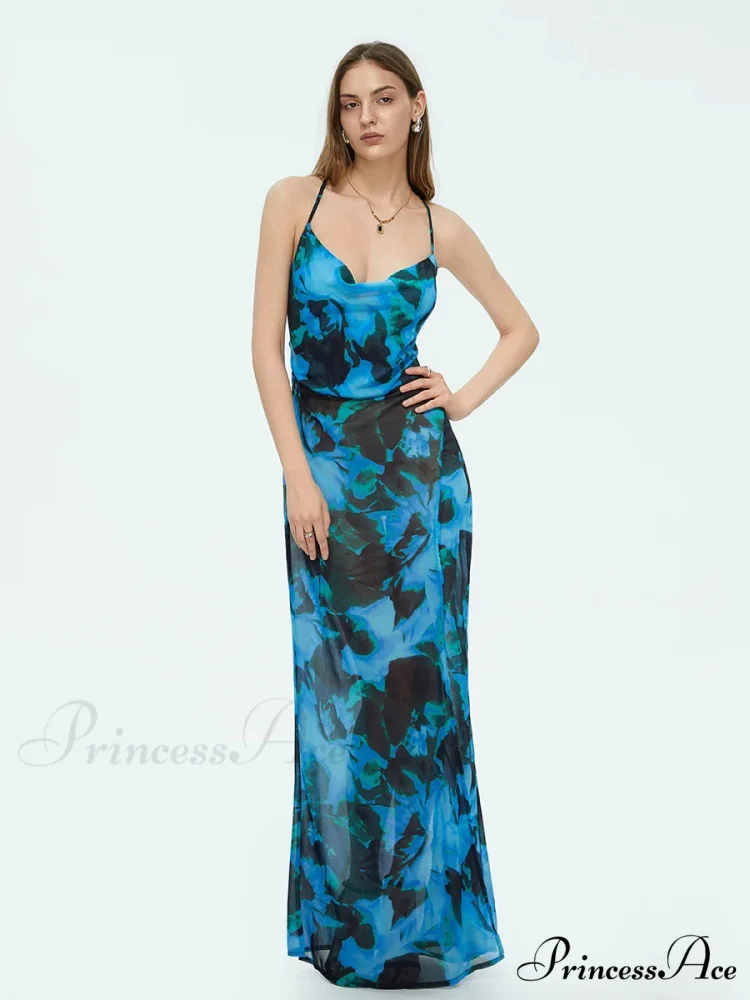 Colorful Suspender Open-Back Flower Dress - Image 6