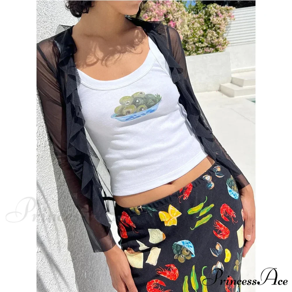 Comic Print O-Neck Crop Top - Image 3