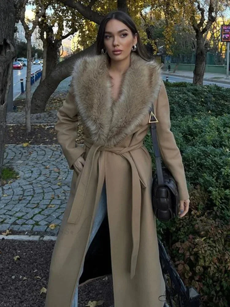 Concealed Button Collar Maxi Winter Overcoat - Image 4