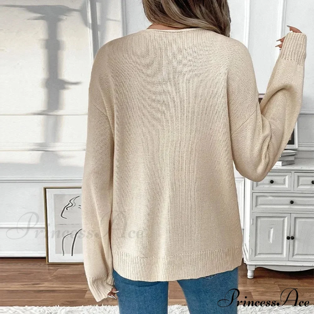 Connect-Up Circular Neck Unpatterned Sweater Jacket Cardigan - Image 5