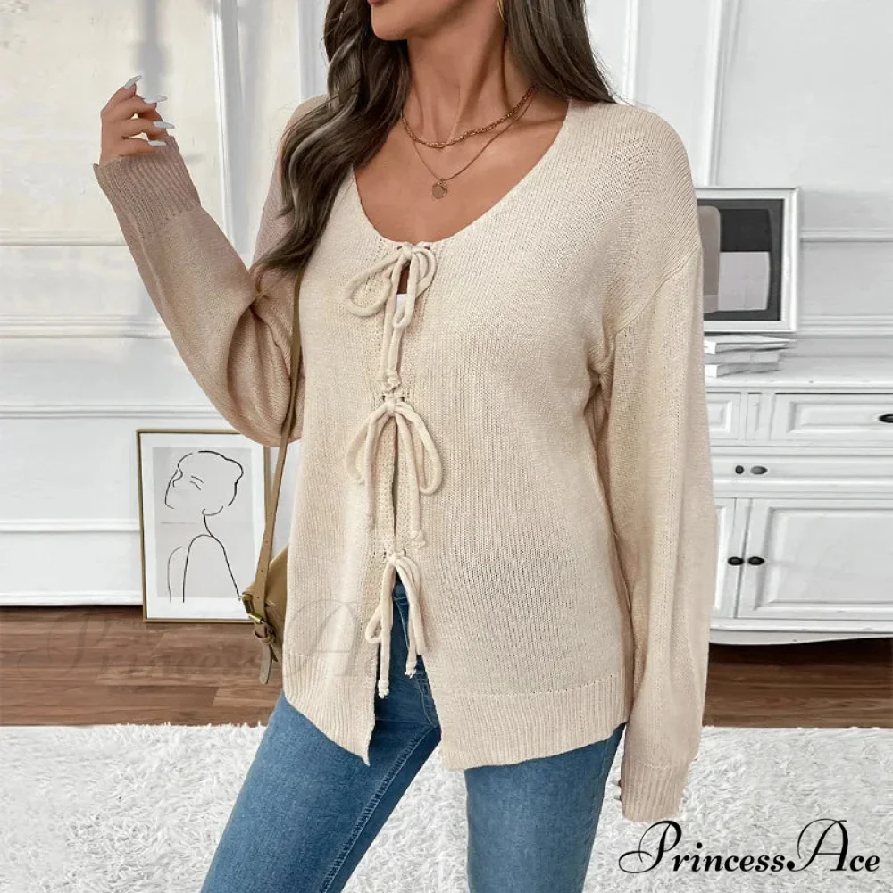 Connect-Up Circular Neck Unpatterned Sweater Jacket Cardigan - Image 6