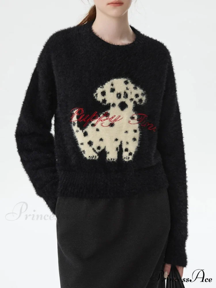 Contrasting Monochrome Dalmatian Stitched Jumper
