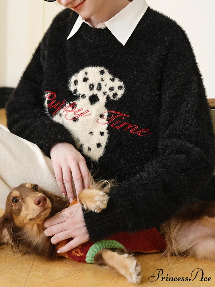 Contrasting Monochrome Dalmatian Stitched Jumper - Image 2