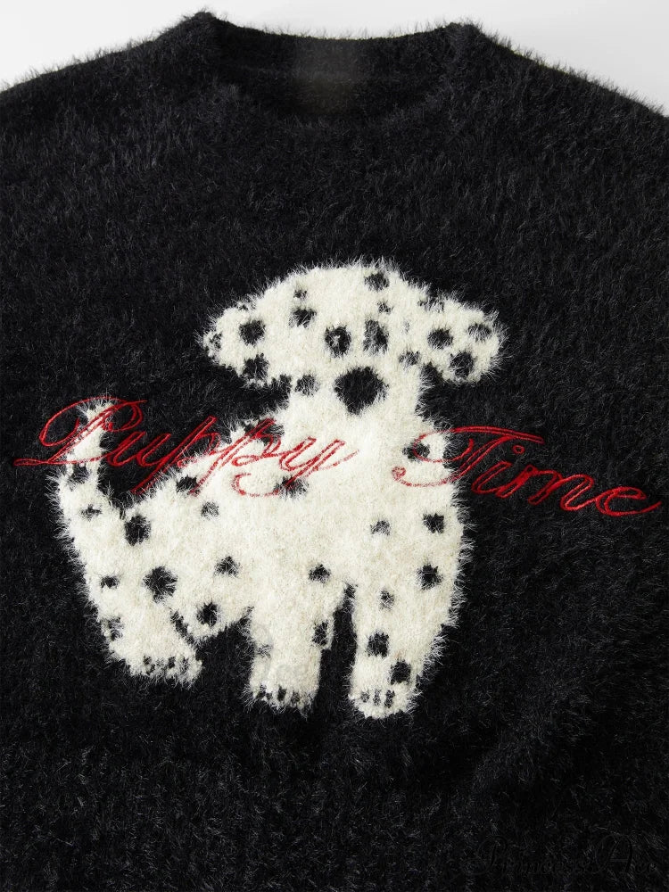 Contrasting Monochrome Dalmatian Stitched Jumper - Image 4