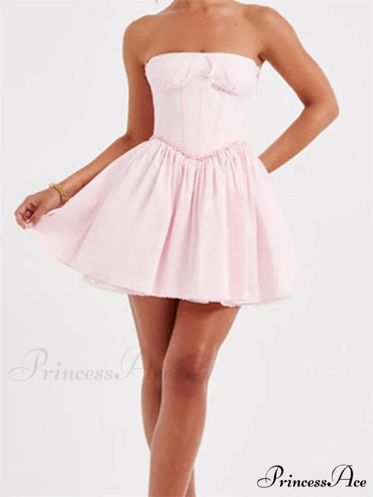 Corset Bind-Up Lace Trim Short Dress - Image 2