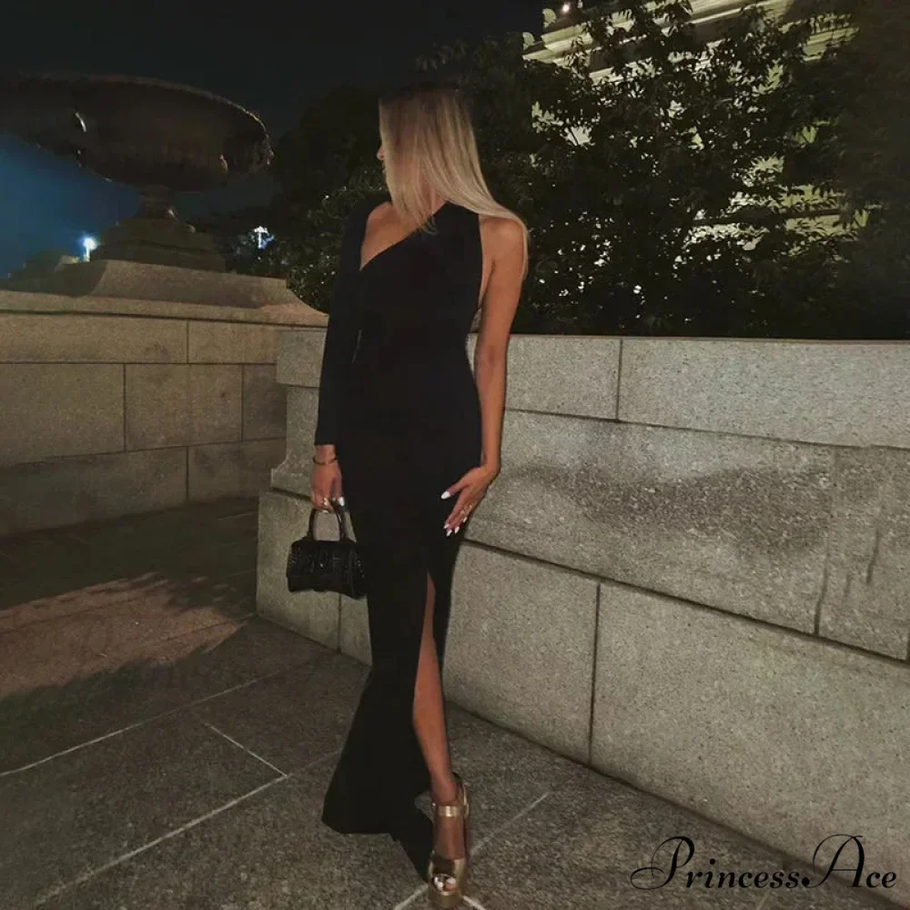 Fashion One Shoulder Club Outfits Maxi Dress - Image 2