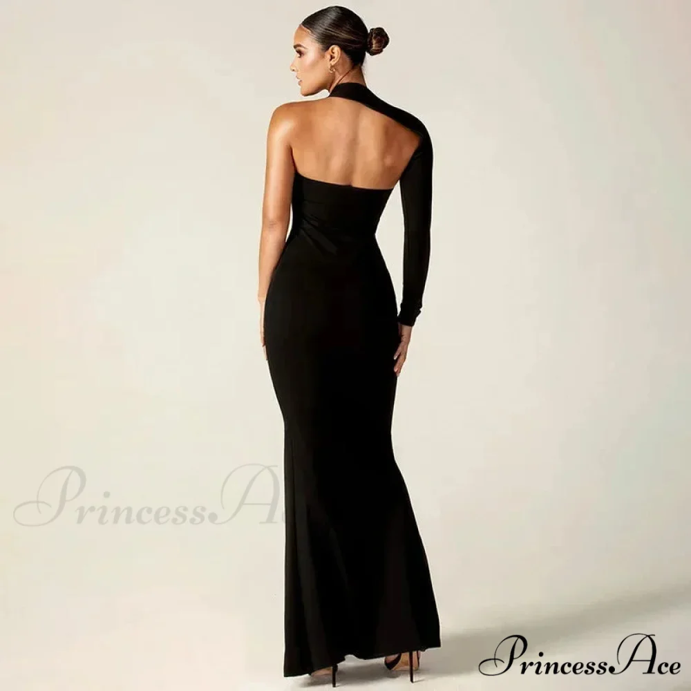 Fashion One Shoulder Club Outfits Maxi Dress - Image 4