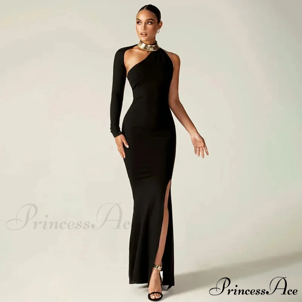 Fashion One Shoulder Club Outfits Maxi Dress - Image 5