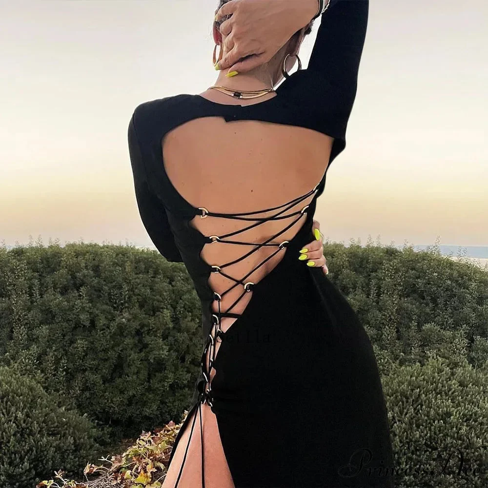 Fall Bandage Club Party Maxi Dress - Image 2