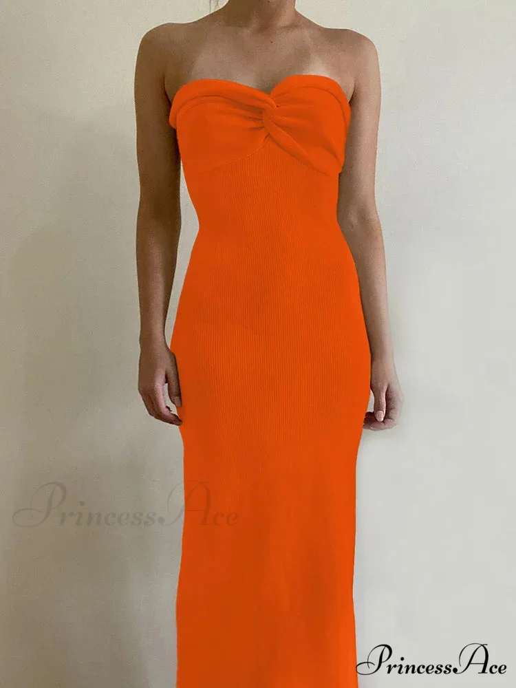 Backless Twist Knitted Fashion Outfits Maxi Dress - Image 11