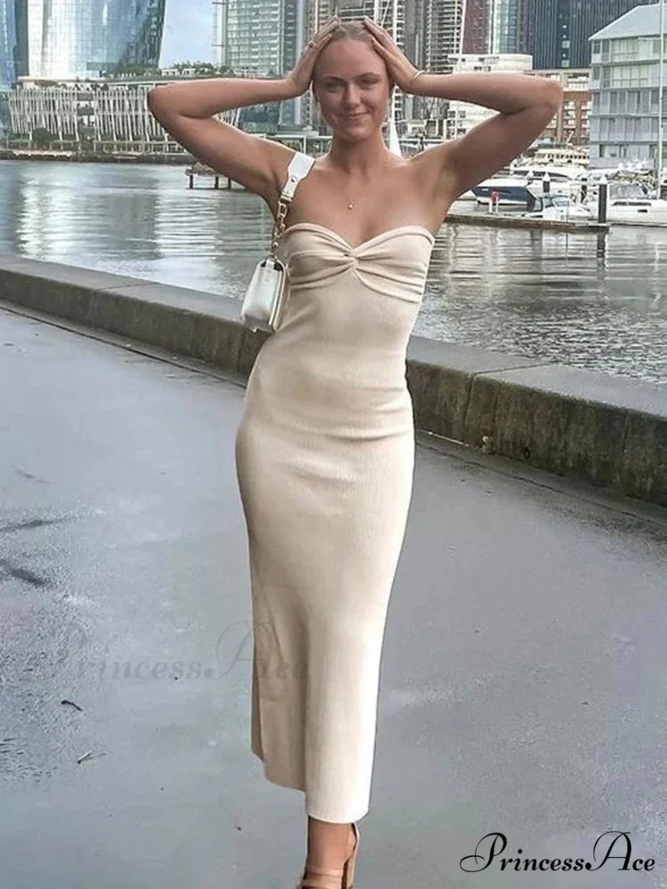 Backless Twist Knitted Fashion Outfits Maxi Dress - Image 3