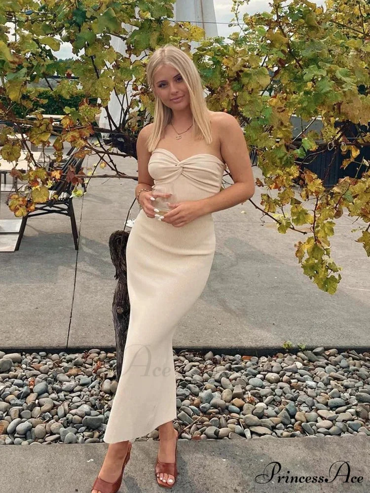 Backless Twist Knitted Fashion Outfits Maxi Dress - Image 4