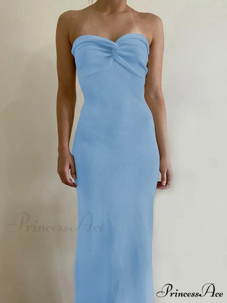 Backless Twist Knitted Fashion Outfits Maxi Dress - Image 7