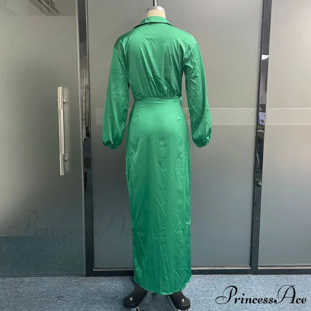 Women Sleeve V Neck Pleated Beach Party Maxi Dress - Image 6