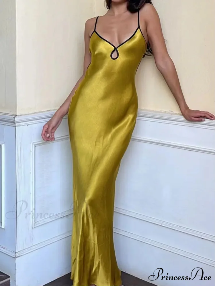 Satin Backless Club Party Vestido Maxi Dress - Image 3