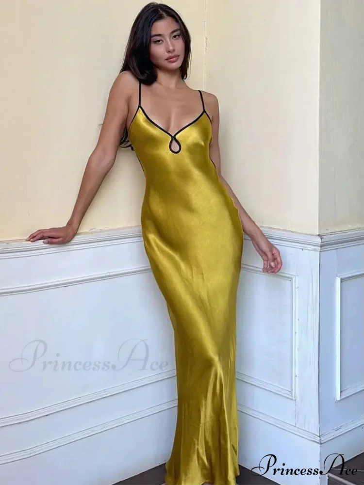 Satin Backless Club Party Vestido Maxi Dress - Image 7