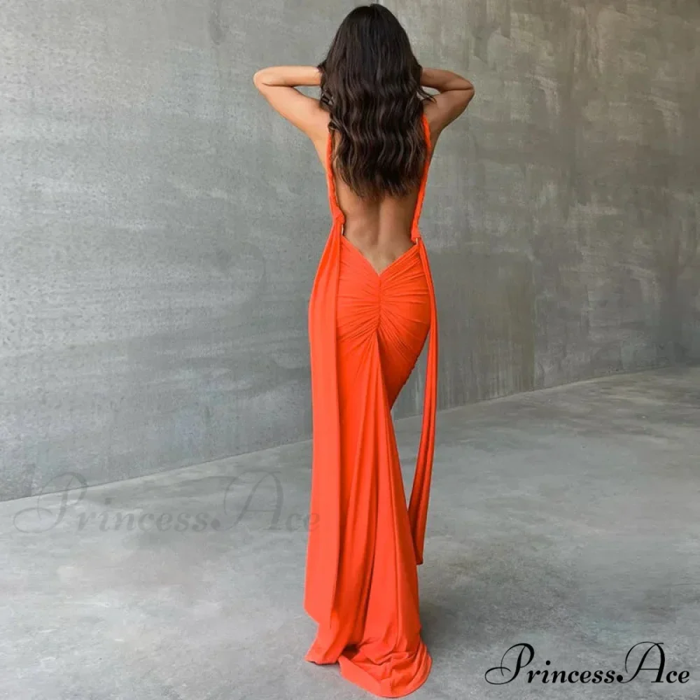 Ruched Backless Gown Party Club Maxi Dress - Image 3