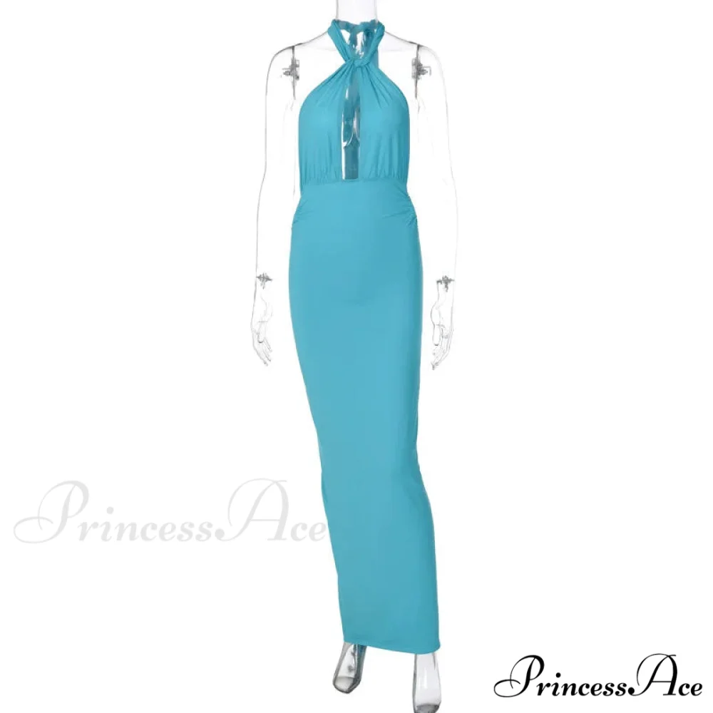 Ruched Backless Gown Party Club Maxi Dress - Image 4