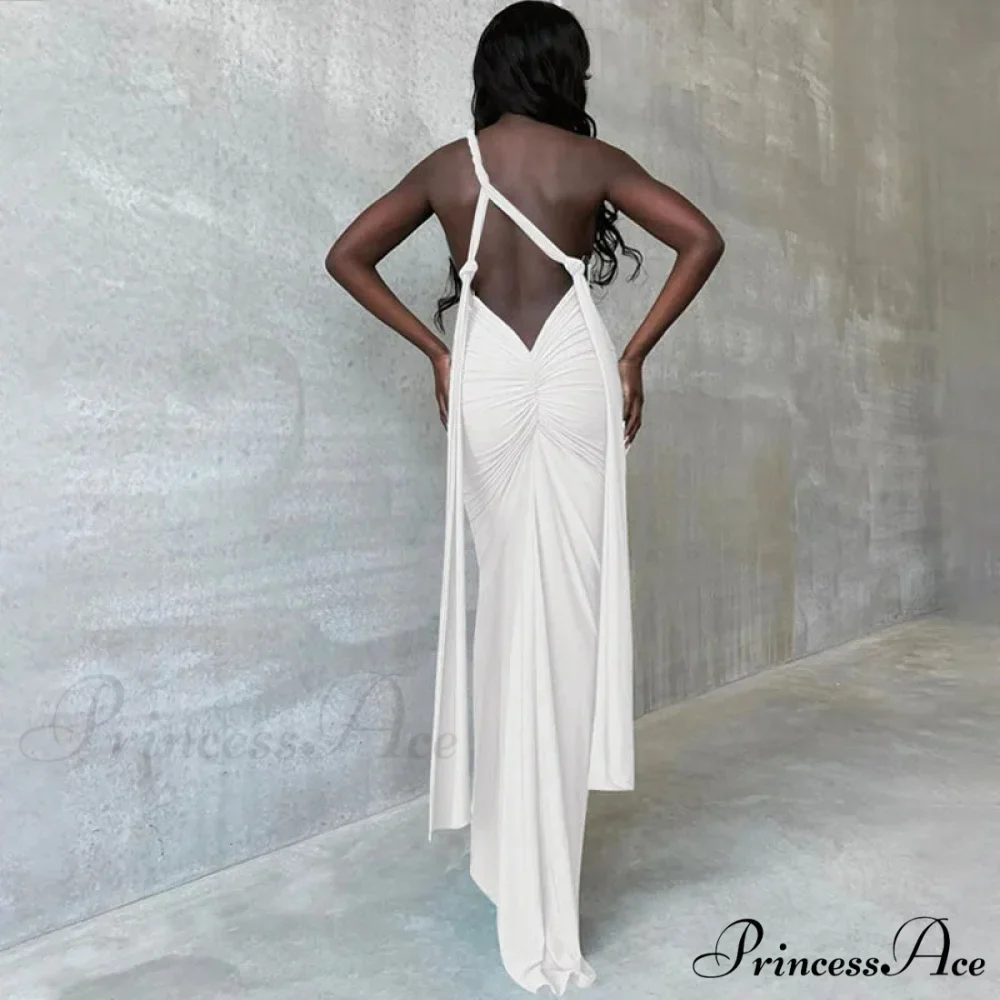 Ruched Backless Gown Party Club Maxi Dress - Image 5