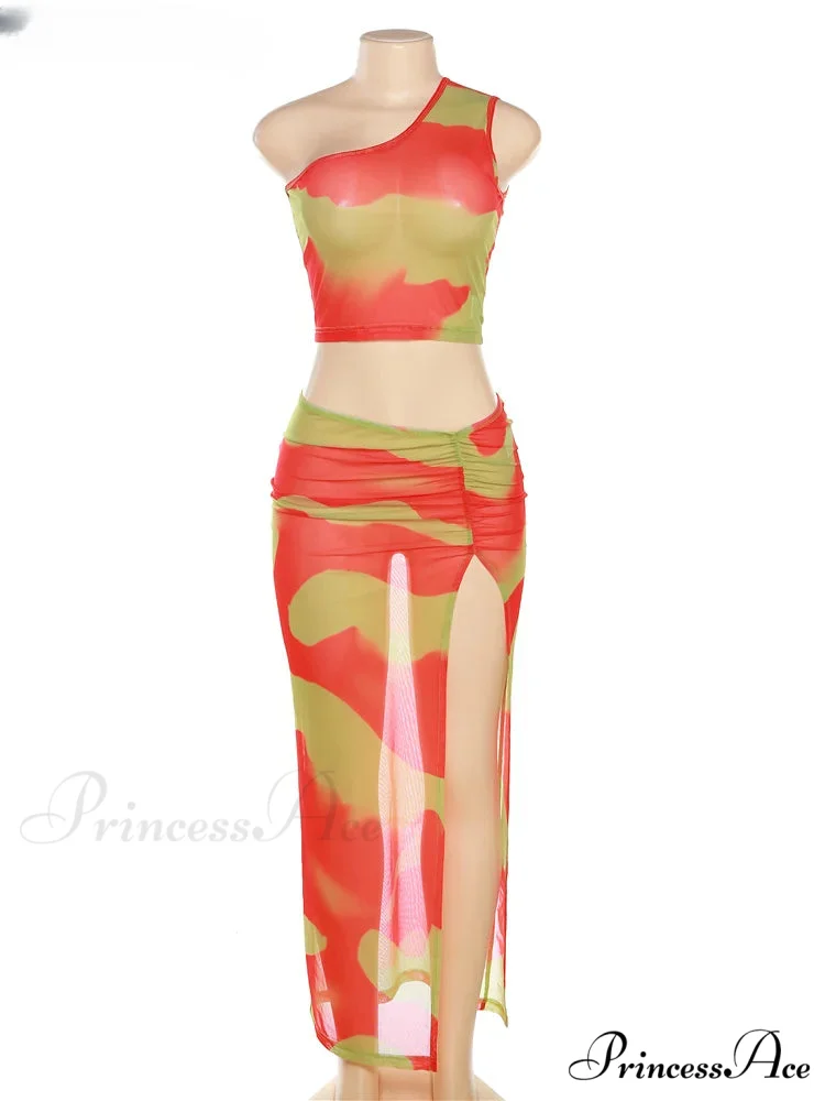 Mesh Two Piece Set Maxi Dress - Image 6