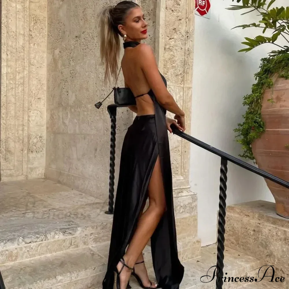 Backless Halter Maxi Dress - Image 2