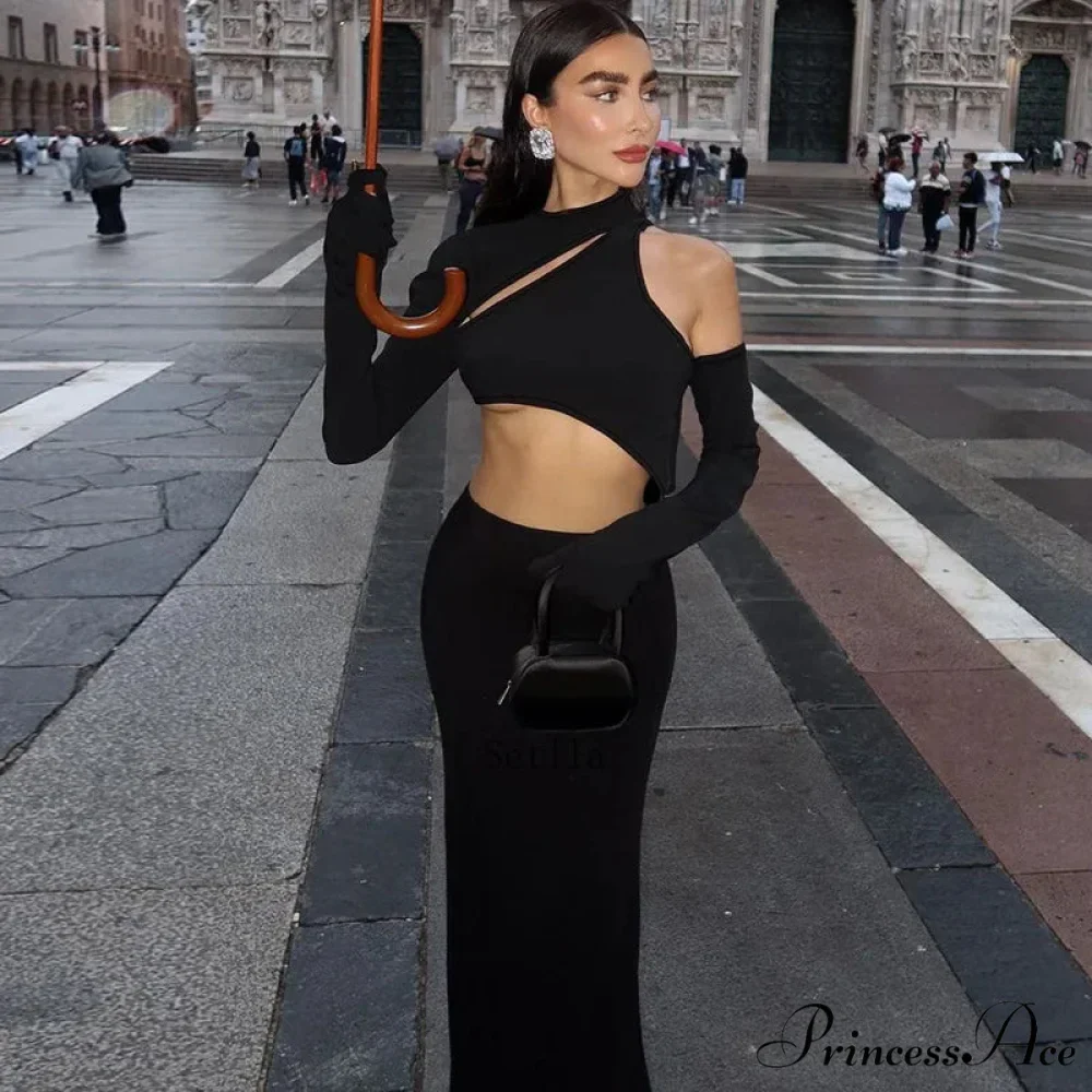 Asymmetric Sleeve Maxi Dress - Image 2
