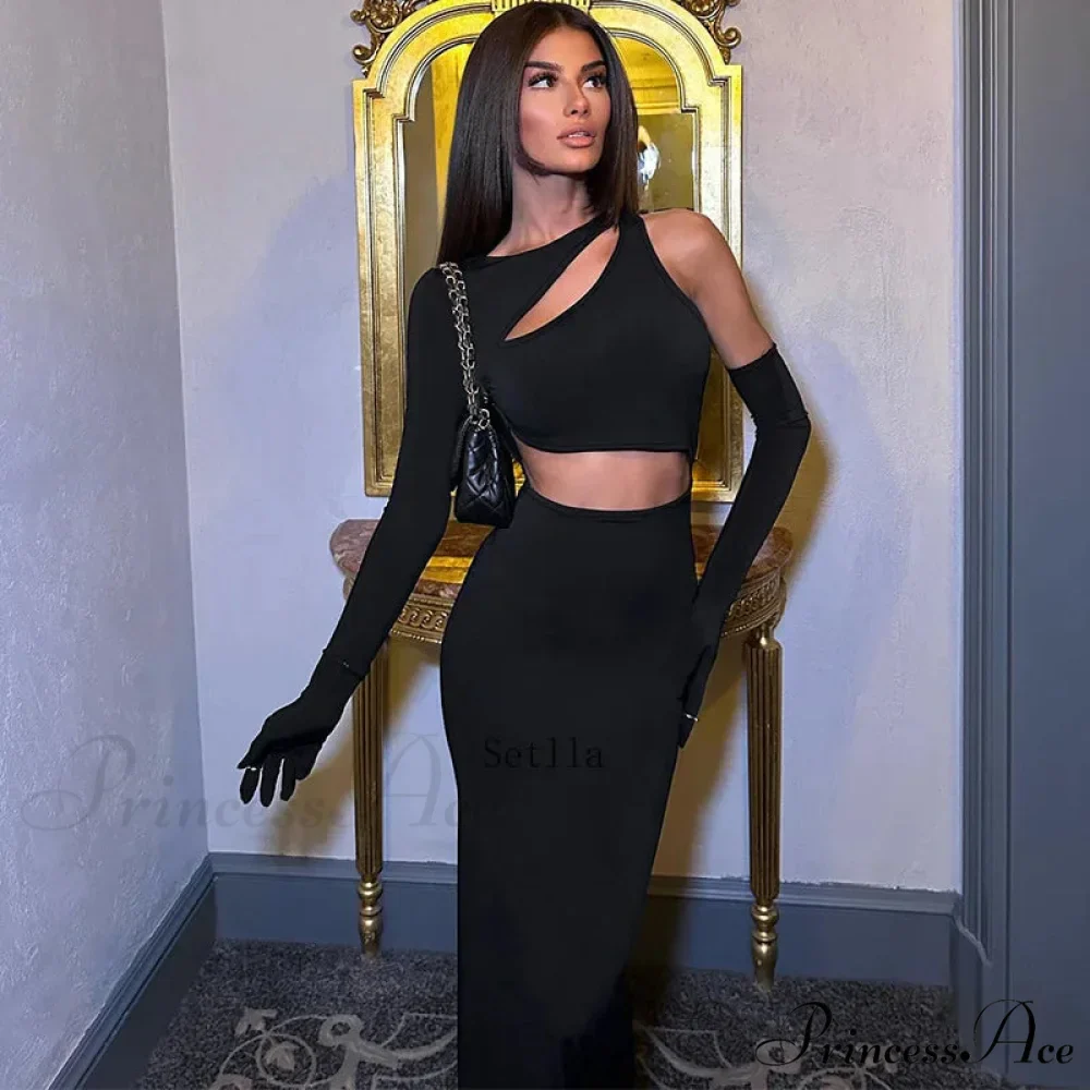 Asymmetric Sleeve Maxi Dress - Image 4