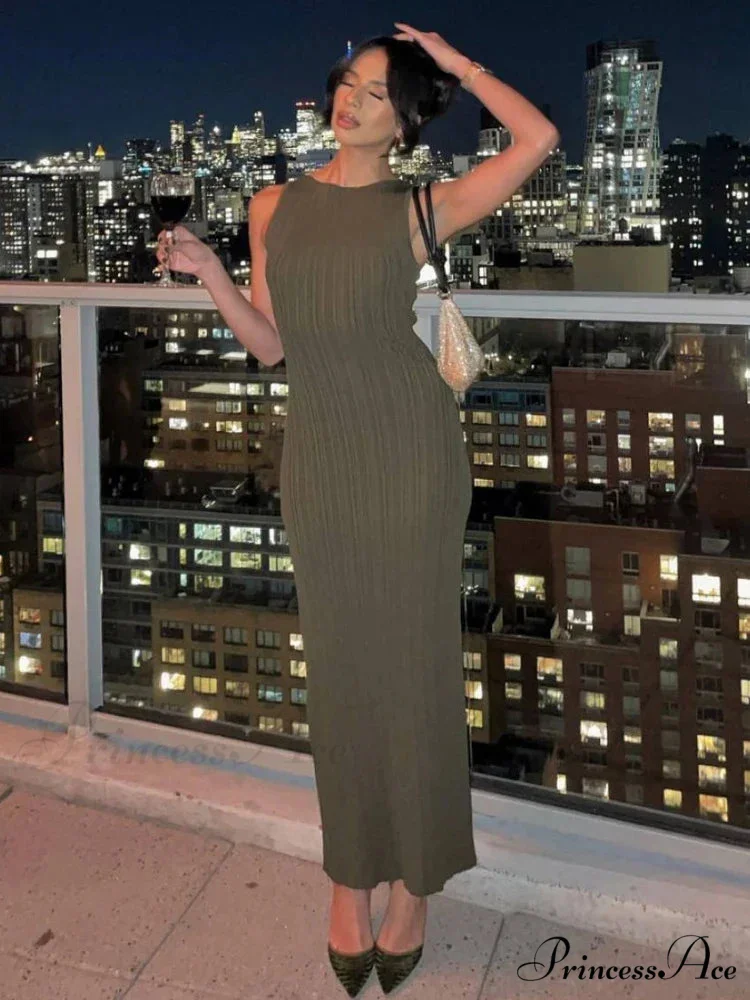 Knitted Split Maxi Dress - Image 3