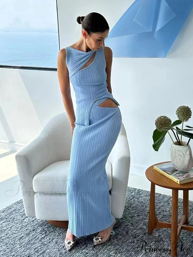Solid Two Piece Set Maxi Dress - Image 4