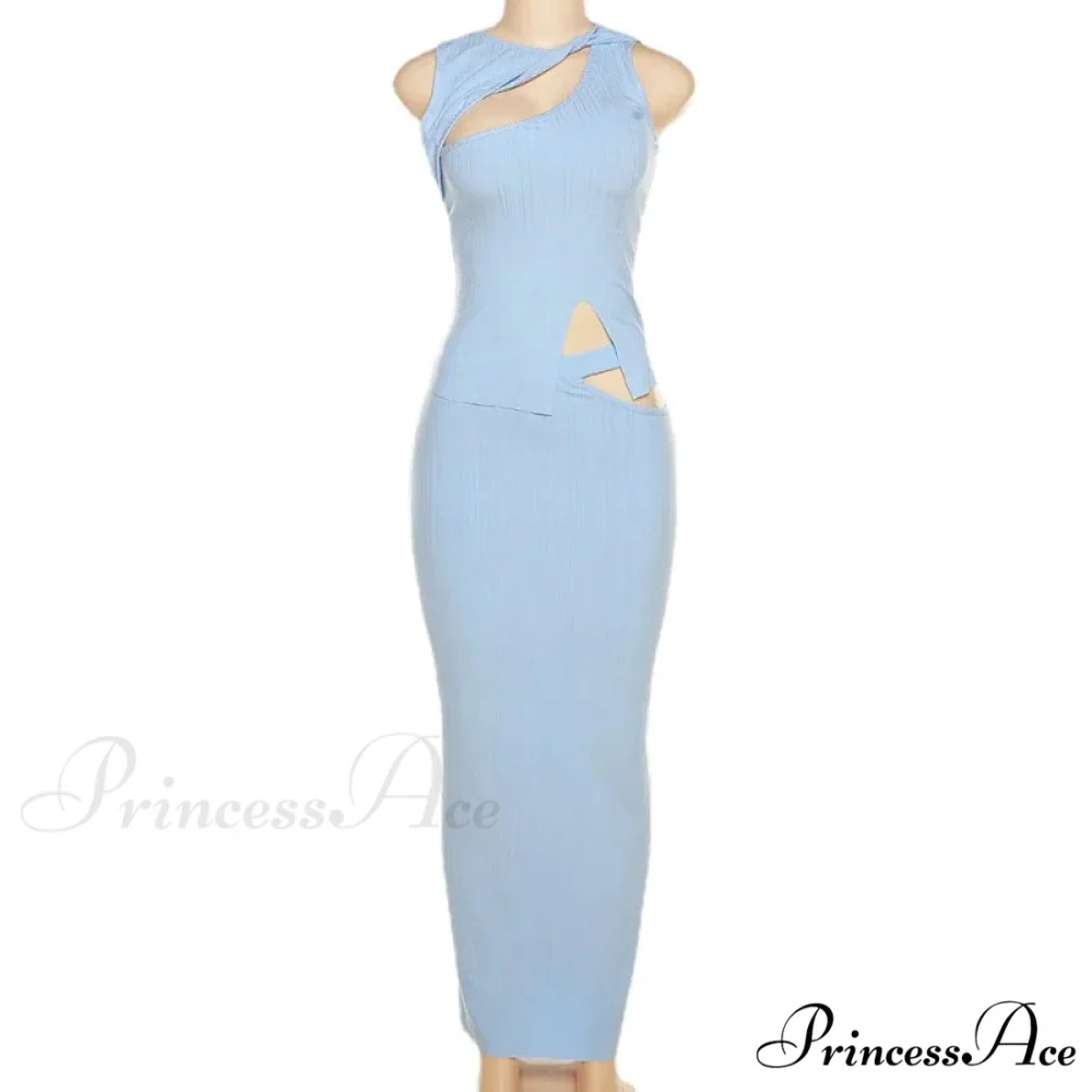 Solid Two Piece Set Maxi Dress - Image 6