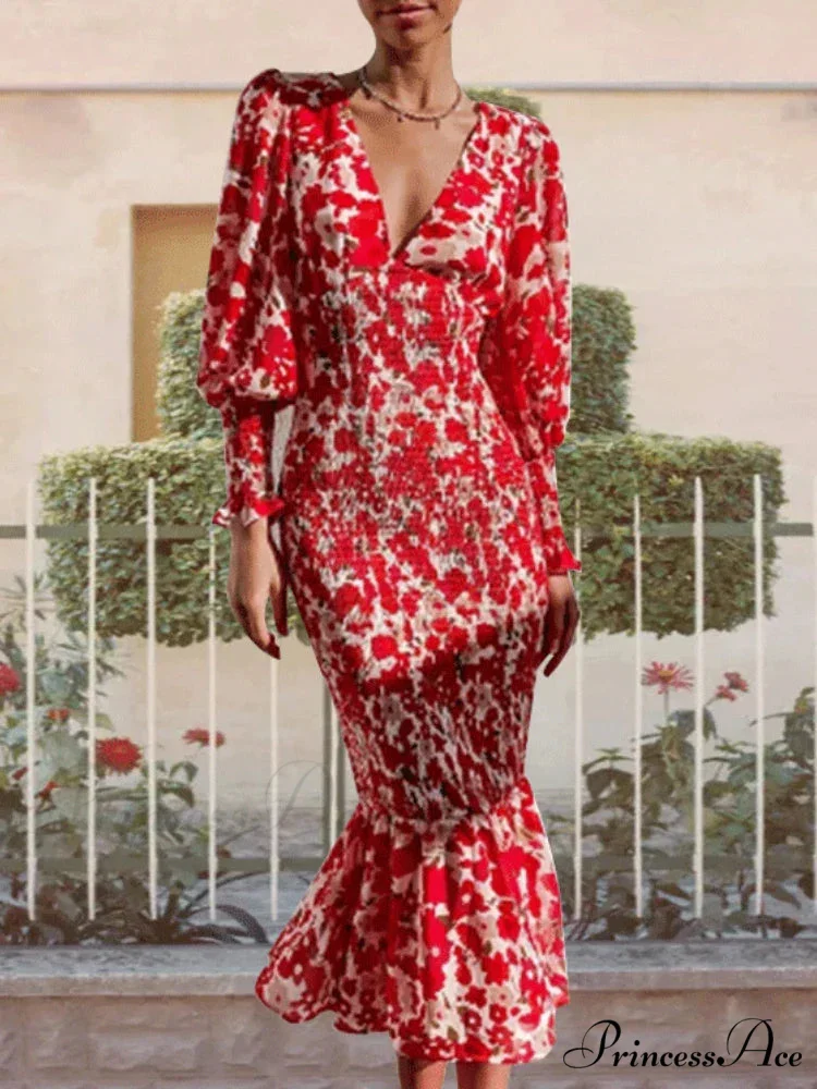 Floral Puff Sleeve Maxi Dress - Image 9