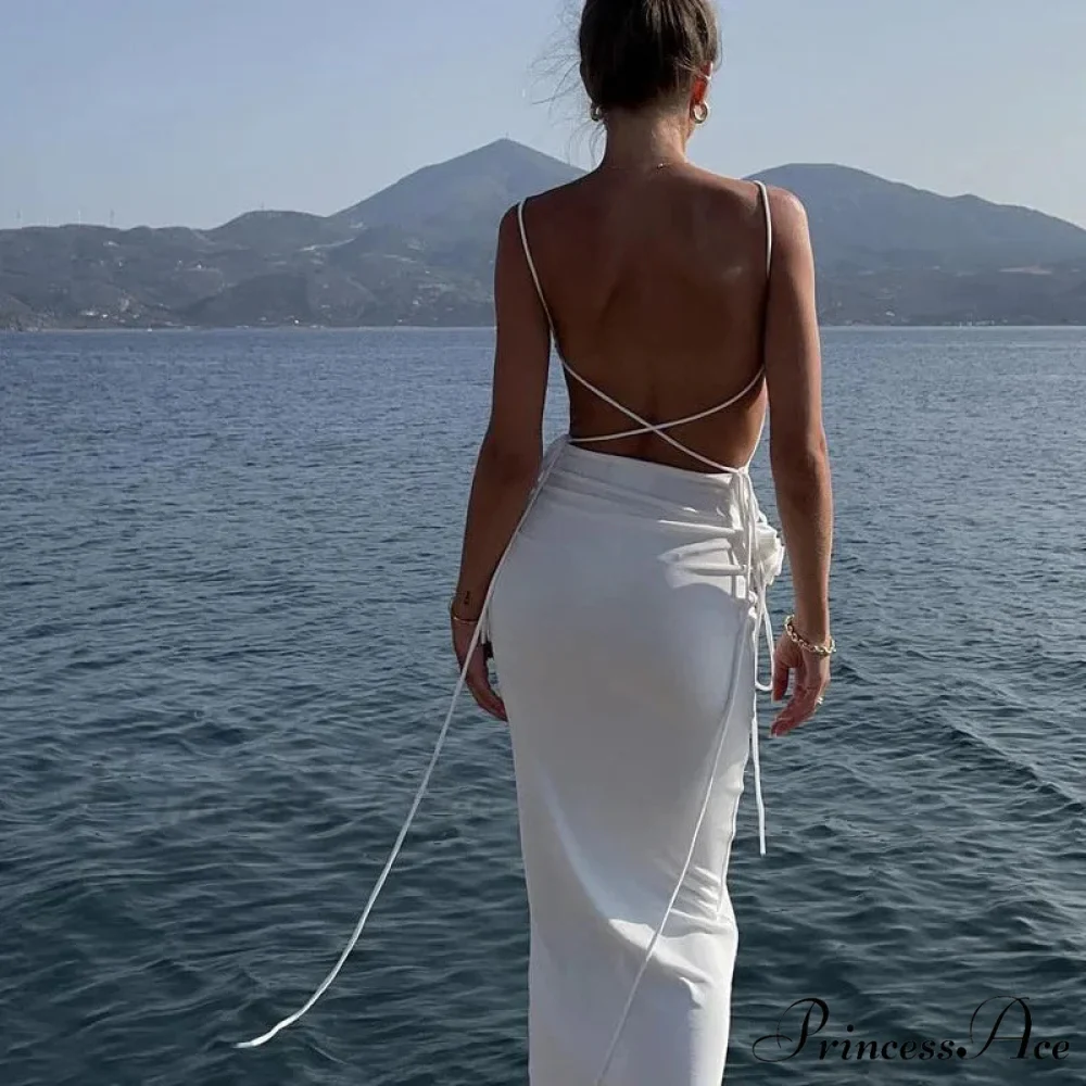 Bandage Floral Applique Sleeveless Maxi Dress - Image 2