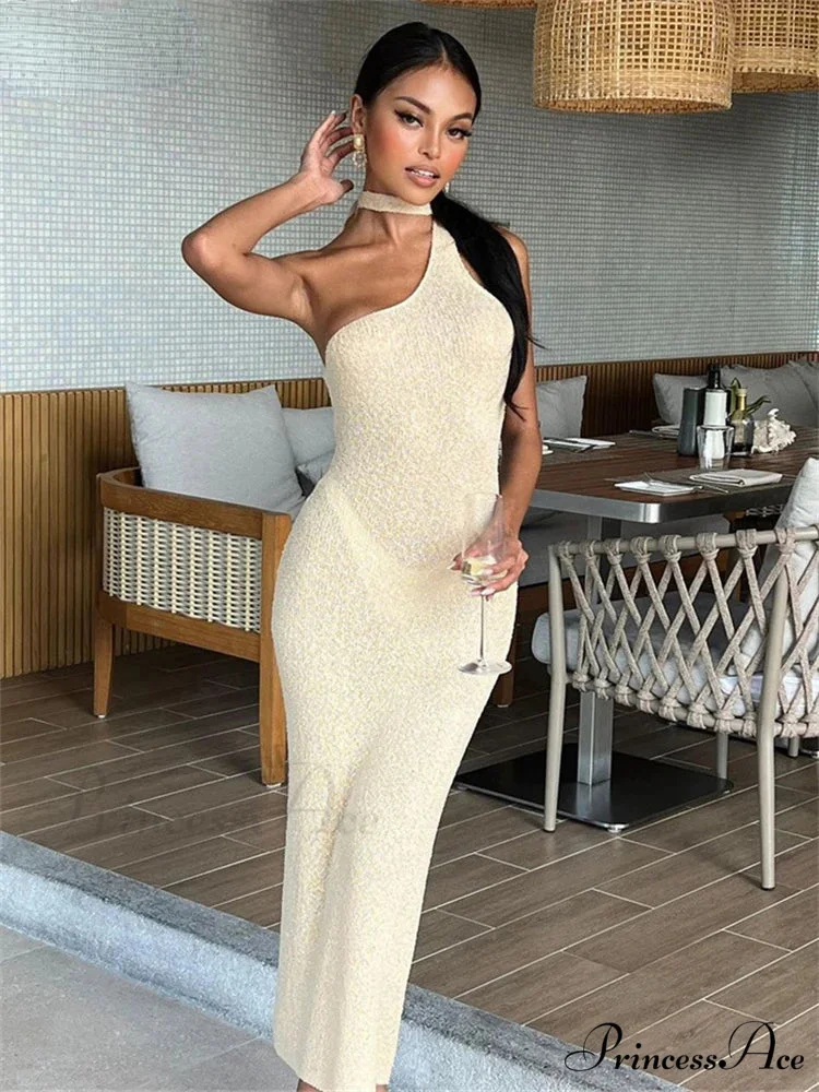 Beach Knitted Halter Bodycon Maxi Dress - Image 2