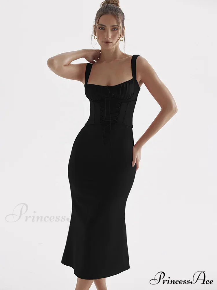 Sexy Backless Bandage Gown Ruched Maxi Dress - Image 5